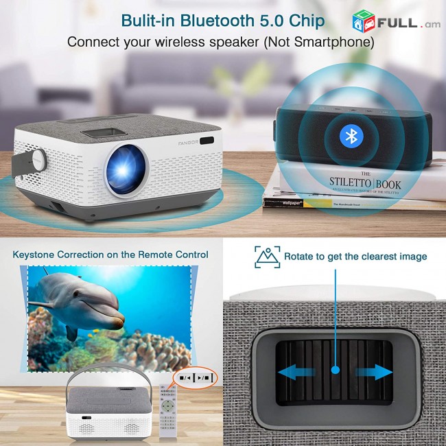 WiFi Projector Bluetooth 8400mAh Battery. proector,proyektor,Проектор