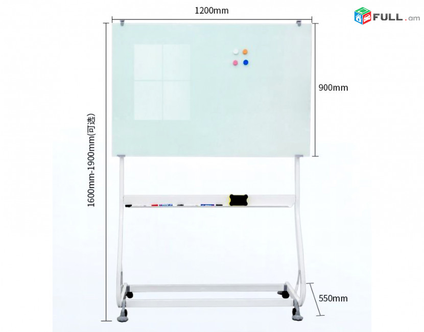 Ստենդով սպիտակ մարկերային Whiteboard գրատախտակ մարկերով, 90x120cm flipchart spitak grataxtak markerov markerayin