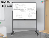 Ստենդով ապակե սպիտակ Whiteboard գրատախտակ 90x120cm flipchart grataxtak spitak