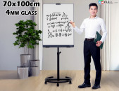 Ստենդով ապակե սպիտակ Whiteboard գրատախտակ 70x100cm flipchart spitak grataxtak