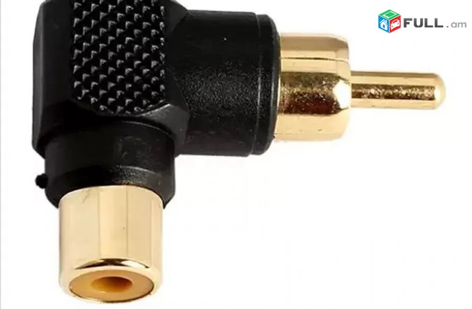 24K Voskejrac, Gold plated 90 Degree AV Male to Female Adapter USA-ic