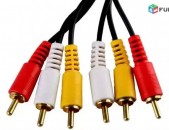 24K Voskejrac, Gold Plated Tyulpan, AV 2RCA, 3RCA ev 3.5mm Audio 0.5M-10M Kabel