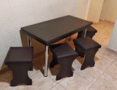 Խոհանոցի սեղան երկաթե ոտքերով + աթոռներ