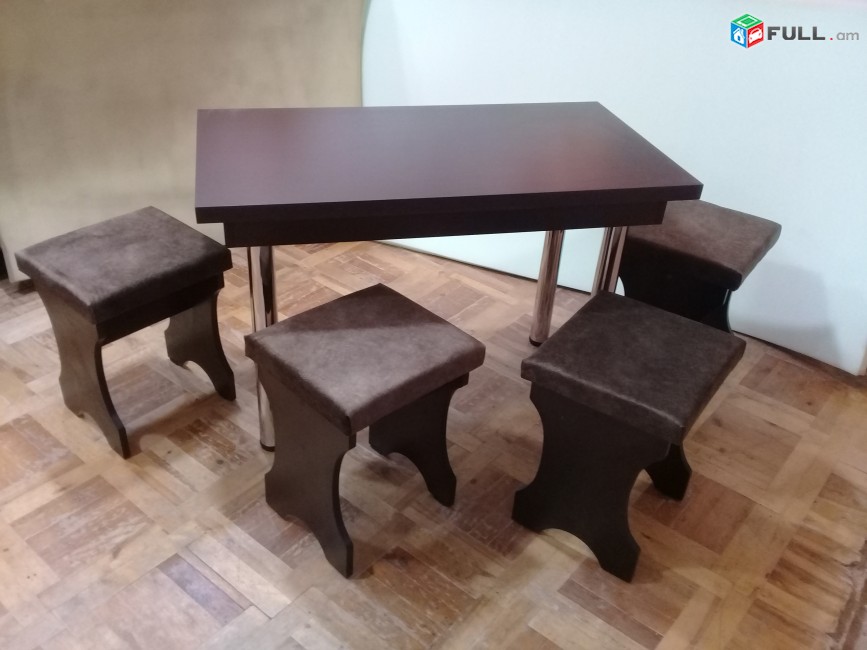 Խոհանոցային սեղաններ  երկաթե ոտքերով + 4 աթոռով