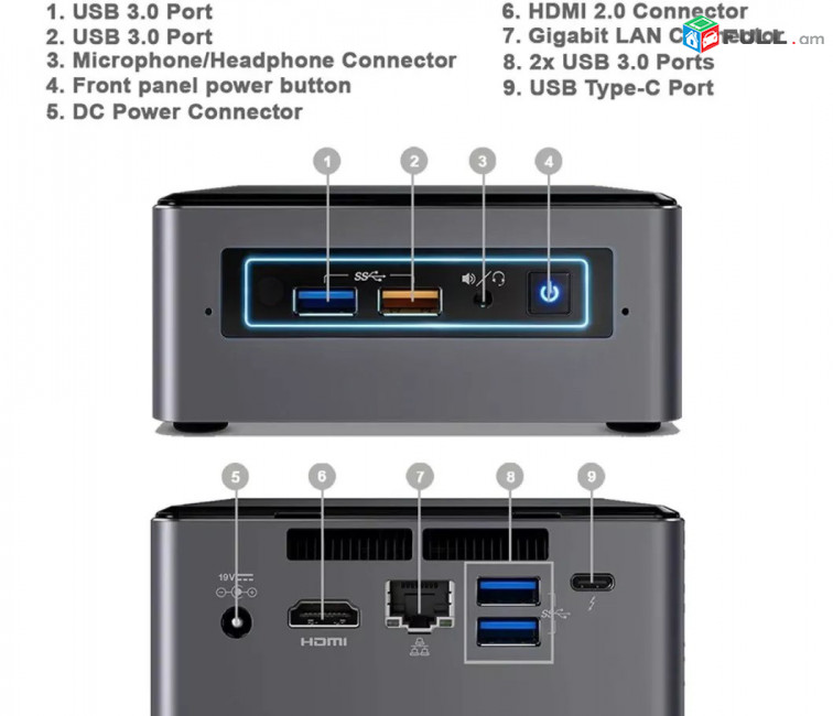 Մինի համակարգիչ գեր հզոր, Intel NUC 7, Mini PC, Мини ПК (Ունենք առաքում և տեղադրում)