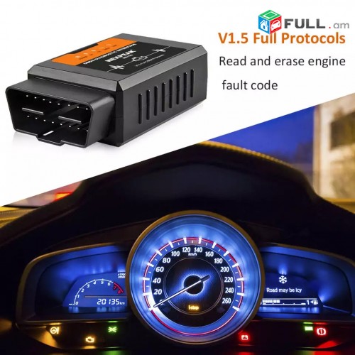 Obd2 elm327 meqenayi diagnostikayi sarq 1.5v chipov wifi mianum e bolor meqenanerin android, ios, windows 2025