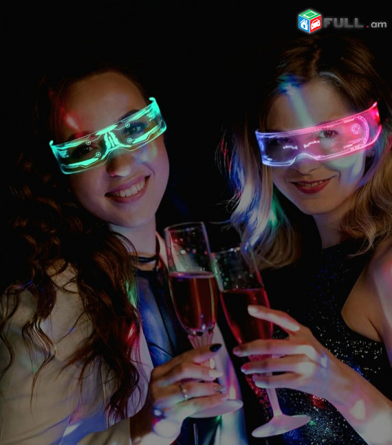 Կիբեռ ակնոց, փարթի ակնոցներ, новые Кибер очки, Cyberpunk Glowing Glasses LED Bar Club Halloween, ՀԵԼՈՈՒԻՆ