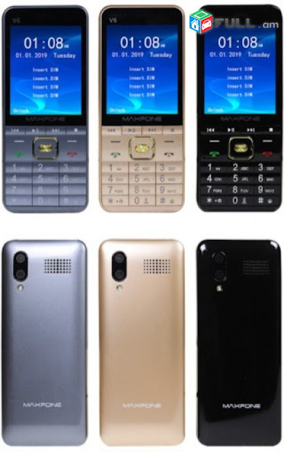 MAXFON V6 ,Նոր 4 Սիմ քարտով կնոպշնի հեռախոս ,Անլար ռադիո ,Մեծ էկրան