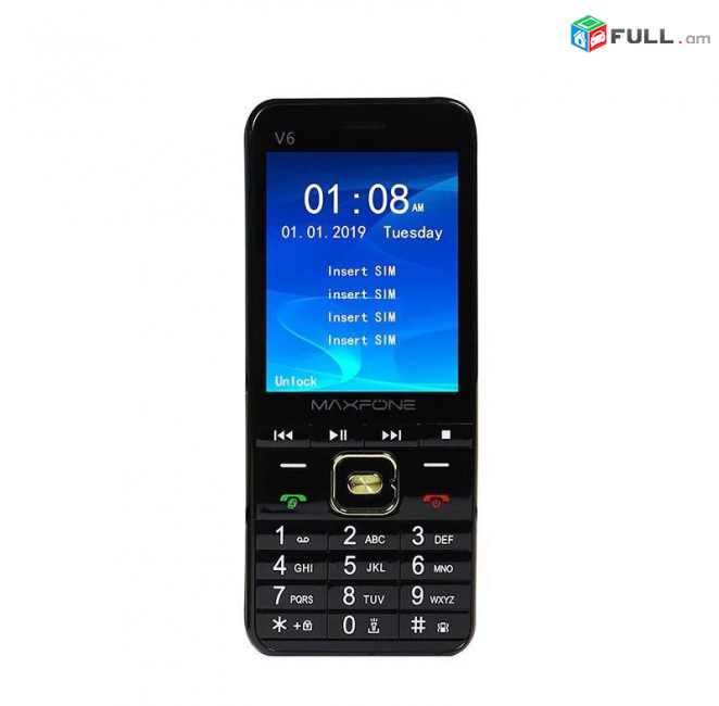 MAXFON V6 ,Նոր 4 Սիմ քարտով կնոպշնի հեռախոս ,Անլար ռադիո ,Մեծ էկրան
