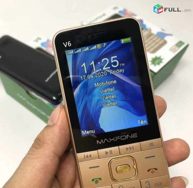 MAXFON V6 ,Նոր 4 Սիմ քարտով կնոպշնի հեռախոս ,Անլար ռադիո ,Մեծ էկրան