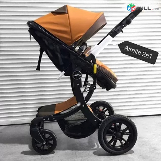 Коляска Aimile экокожа трансформер 2 в 1, մանկասայլակ, baby stroller