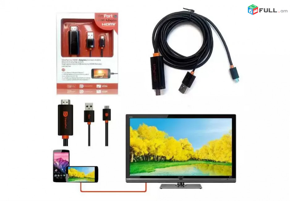 Original SlimPort to HDMI TV adapter USA-ic + 2M մալուխ