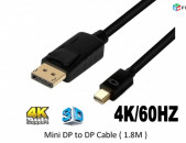 Mini Display Port To Display Port 1.8m Cable Mini DP to DP For 4K/60HZ Video