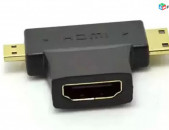 HDMI to Mini and Micro Adapter FullHD - Ոսկեջրած Ադապտեր