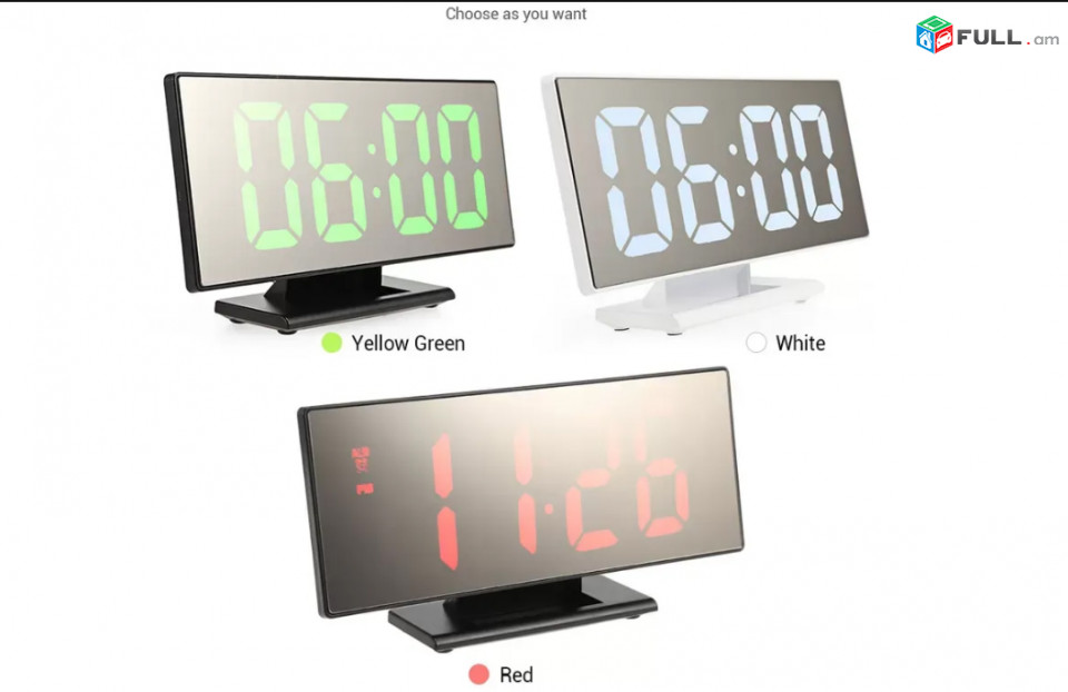 New Digital Alarm Clock LED Mirror Clock Multifunction Snooze Display Time Night Led Light Table Desktop