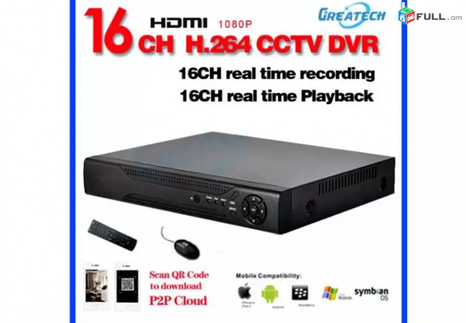 16 ալիք մինչև 4TB, HDMI output 1080P, Analog DVR - Model 6016HV