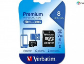 8GB, 16GB, 32GB, 64gb MicroSD Card for FullHD Video Original Verbatim