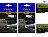 32GB, 64GB MicroSD Micro SDXC SD Cardfor 4K Video Verbatim Pro +, U3 600x