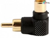 24K Voskejrac, Gold plated 90 Degree AV Male to Female Adapter USA-ic