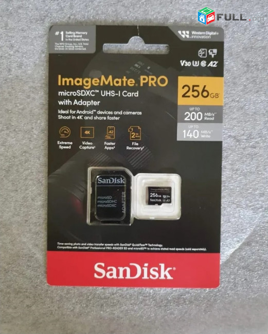 Sandisk ImageMate Pro 256gb Micro SDXC Up to 200MB/s - SDSQXBD-256G-Aw6ka 4K Videos Made in USA