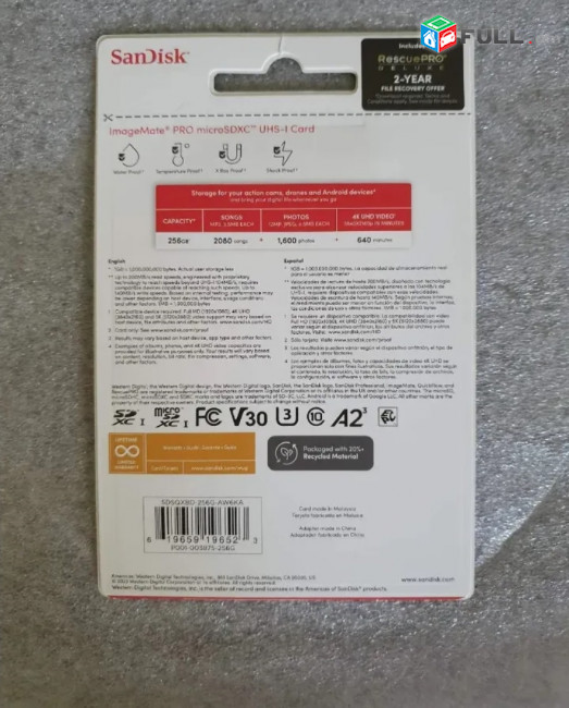 Sandisk ImageMate Pro 256gb Micro SDXC Up to 200MB/s - SDSQXBD-256G-Aw6ka 4K Videos Made in USA