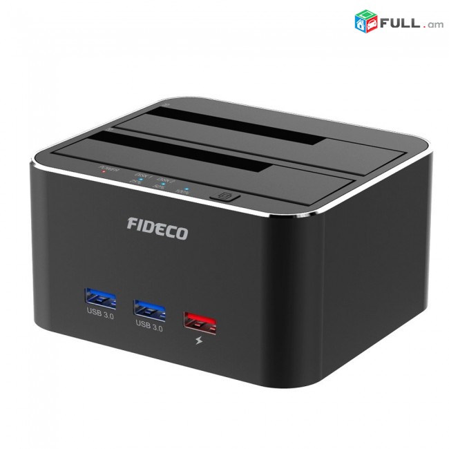 FIDECO SATA Hard Drive Docking Station, USB 3.0 SSD dock station, Dual Bay, Model : Y842H 16TB support