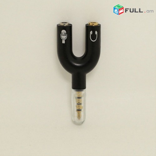 U Y shape 3.5mm Stereo Splitter Audio Male to Earphone + Mic Adapter