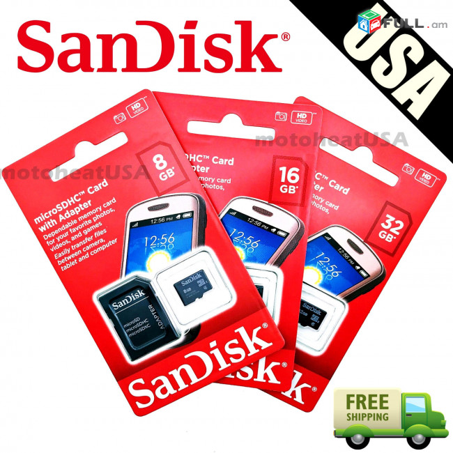 Հեռախոսի հիշողության սարք, կրիչ, չիպ SanDisk MICRO SD CARD 2 GB class 10 Карта памяти Micro SD 2Gb