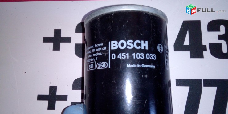 YUXI FILTR 0451103033 BOSCH Фильтр масляный AUDI/SEAT/VOLVO/VW.