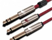 Stereo audio cable 1 / 4 "TRS 6.35 mm-2x 1 / 4 inch TS 6.35 mm for speaker ampli