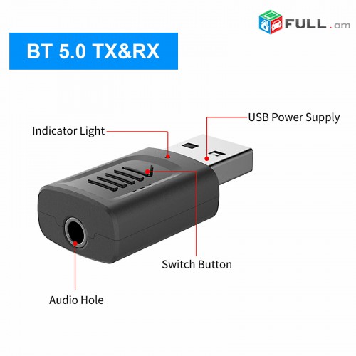 4in1 Bluetooth 5.0 Audio Transmitter Receiver USB Adapter For TV PC Car Speaker