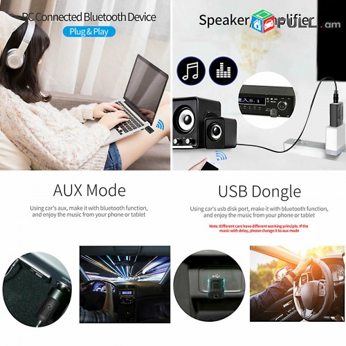 4in1 Bluetooth 5.0 Audio Transmitter Receiver USB Adapter For TV PC Car Speaker