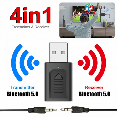 4in1 Bluetooth 5.0 Audio Transmitter Receiver USB Adapter For TV PC Car Speaker