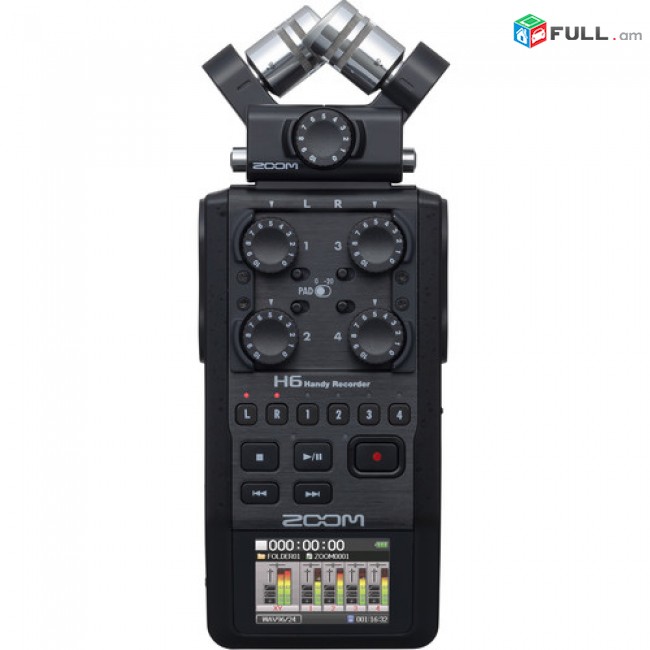 Zoom H6 All Black 6-Input / 6-Track Portable Handy Recorder with Single Mic Capsule (Black)