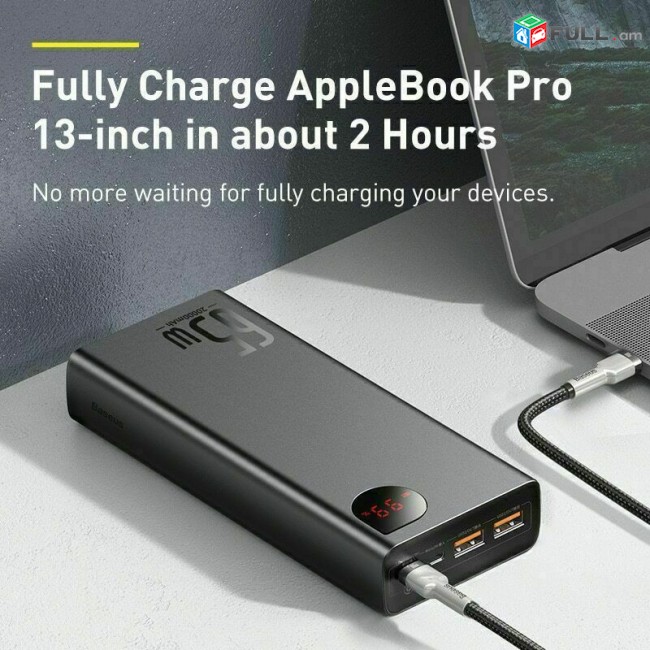 Baseus Power Bank 20000mAh Quick Fast Charge 65W USB C PD External Battery