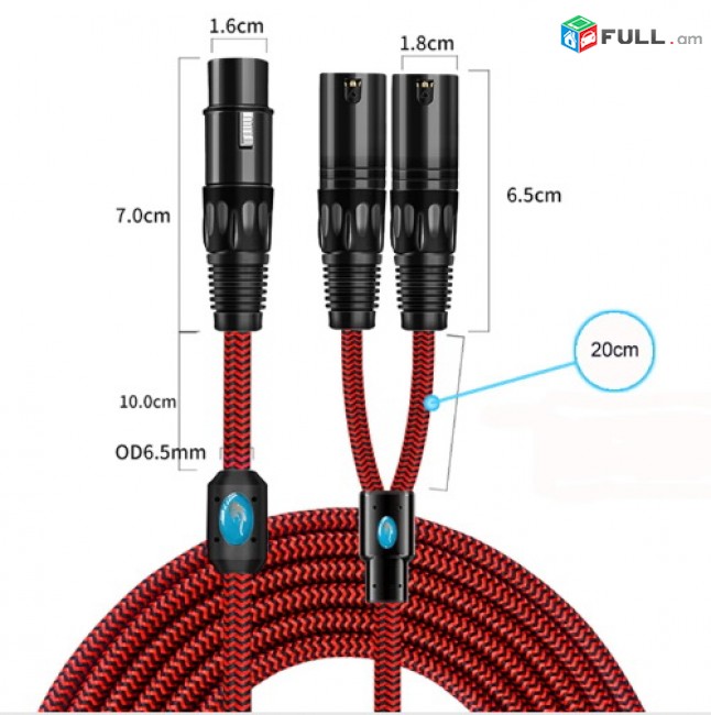 HiFi XLR Splitter Cable for Sound Mixer Amplifier Regular 3 Pin XLR Female to Dual XLR Male Shielded Audio Cable