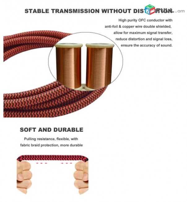 Audiophile Audio Cable Dual 6.35mm to Dual XLR for Amplifier mixing Console 2*XLR to 2*1/4" Jack OFC Cable