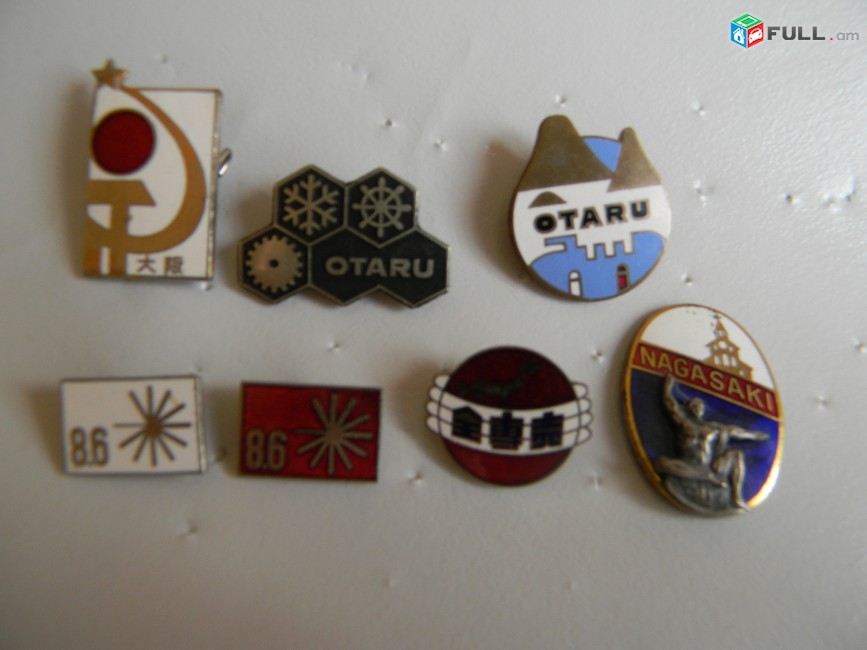 значок.Япония.OTARU, выставка, 8.6, NAGASAKI,1963 ЯВНВП, YEW,JTB  Japan Tour,КАНАДЗАВА. 13 разных 12 видов 
