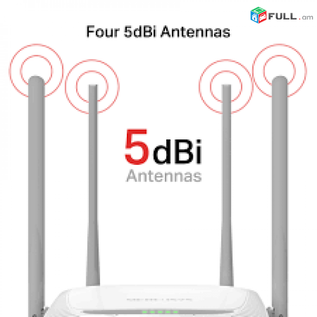 Հզոր Wireless Router Mercusys MW325R POINT, REPEATER 4 antenna Նոր, երաշխիքով