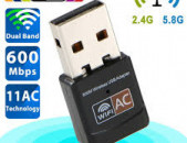 Dual Band USB WIFI AC 600Mbps 5Ghz Laptop/PC Wireless Network Internet Adapter