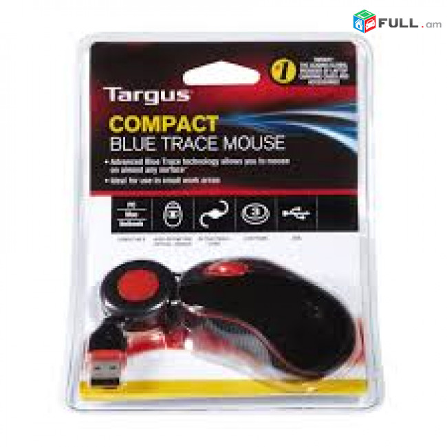 Original Targus Compact Blue Trace Mouse USB, mini, For notebook նոր
