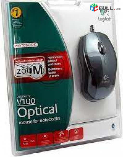 ORIGINAL Logitech V100 3-Button USB Optical Mouse նոր