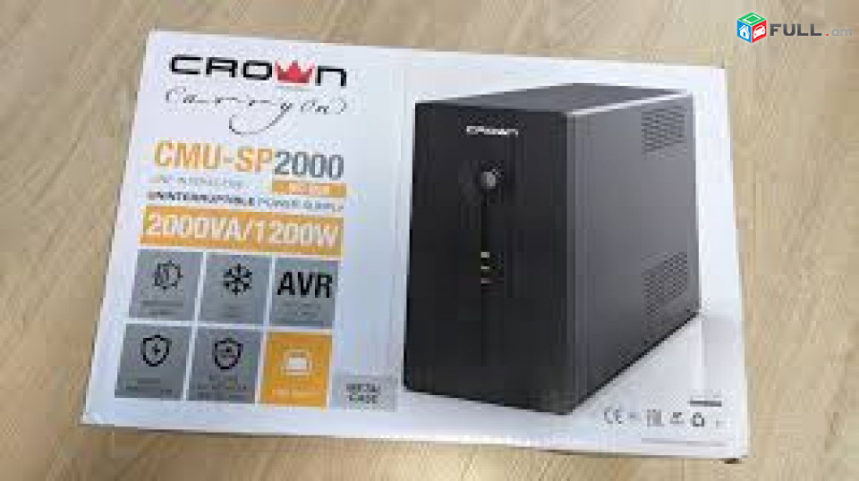 Ups crown cmu-sp2000 iec 1200w avr stabillzer 140-290v, 42 * 12v 9a battery նոր, երաշխիքով