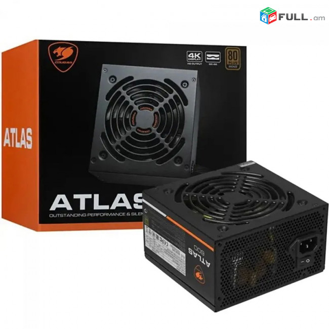 Cougar Atlas Շատ բարձր որակ Power supply 750w 80 + Bronze 4 * 8 Pin VGA, 8 * SATA, , 2 * 8PIN CPU.3 molex