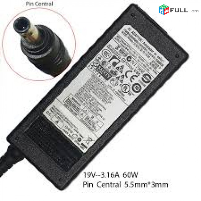 Samsung Laptop Charger 19V/3.16A 5.5 * 3.0 conector size նոր