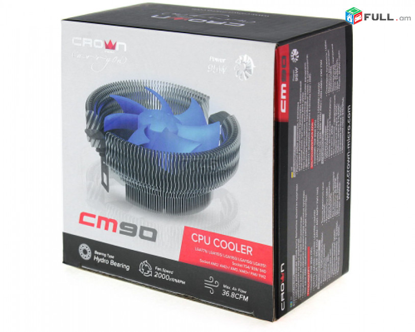 Кулер для процессора CROWN CM90 95W AMD INTEL 90mm fan CPU COOLER universal ՆՈՐ