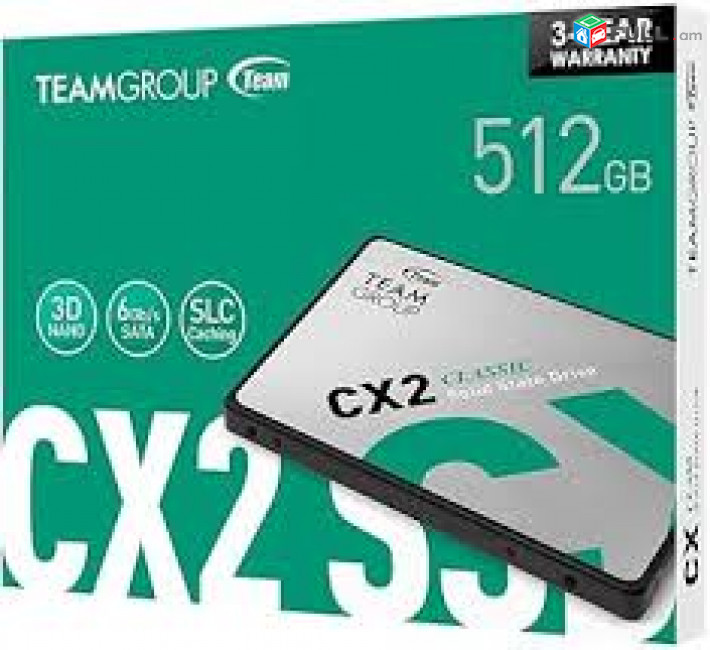 SATA SSD 512GB TEAMGROUP 540MB/s Read, 490MB/s write Նոր, երաշխիքով