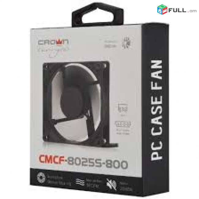 COOLER FOR CASE 8 cm FAn 80mm Crown CMCF-8025S-800 80mm 3 Pin + molex ՆՈՐ
