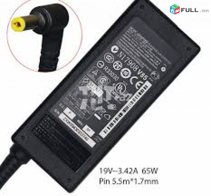 65w ACER Laptop Charger ACER 19V 3.42A Connector Size 5.5 * 1.7 նոր