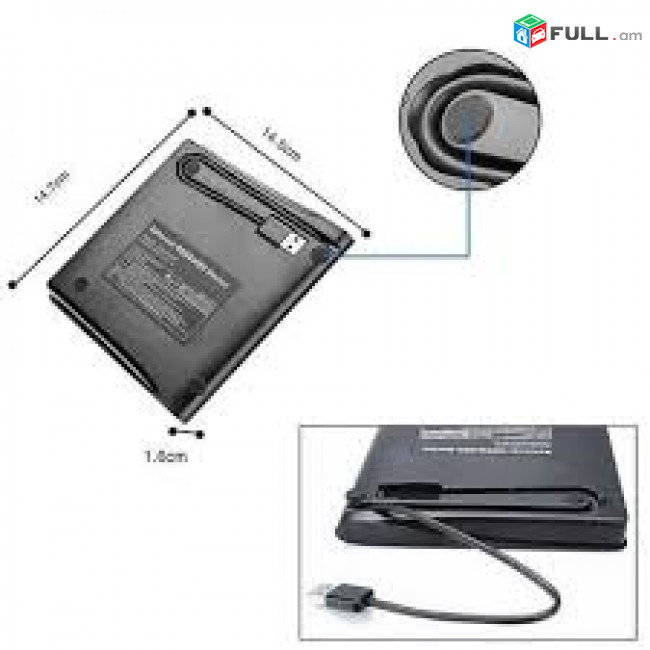 External DVD-RW POP-Up Mobile USB MAC Windows Compatible USB + TYPE-C ADAPTER Նոր, երաշխիքով